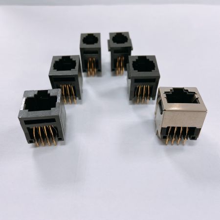 Top Entry PCB Jack - From top to bottom, there are 4P4C, 6P6C, 8P8C specifications